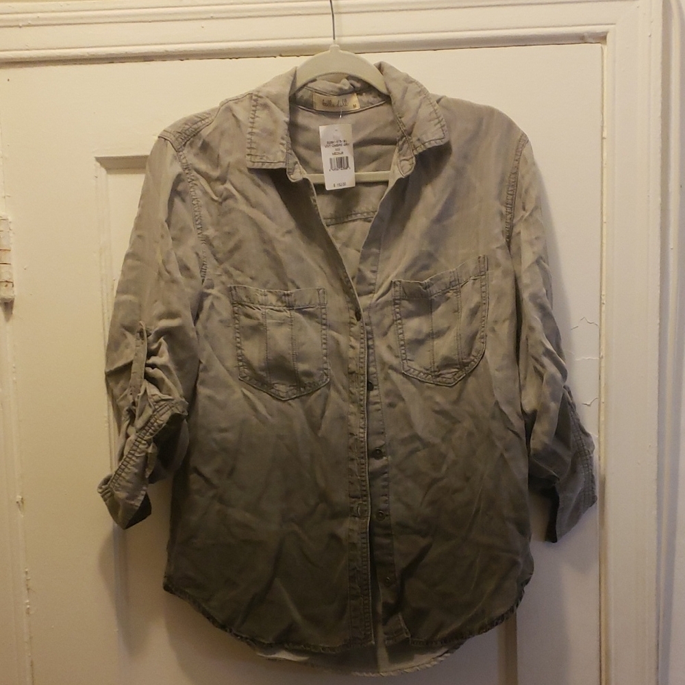 Bella dahl Casual Gray Button-Up Shirt